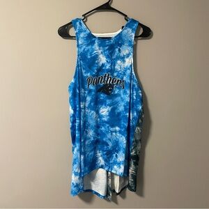 NWT FOCO Women's 2X XXL Carolina Panthers Script Tie-Dye Breaker Sleeveless Top